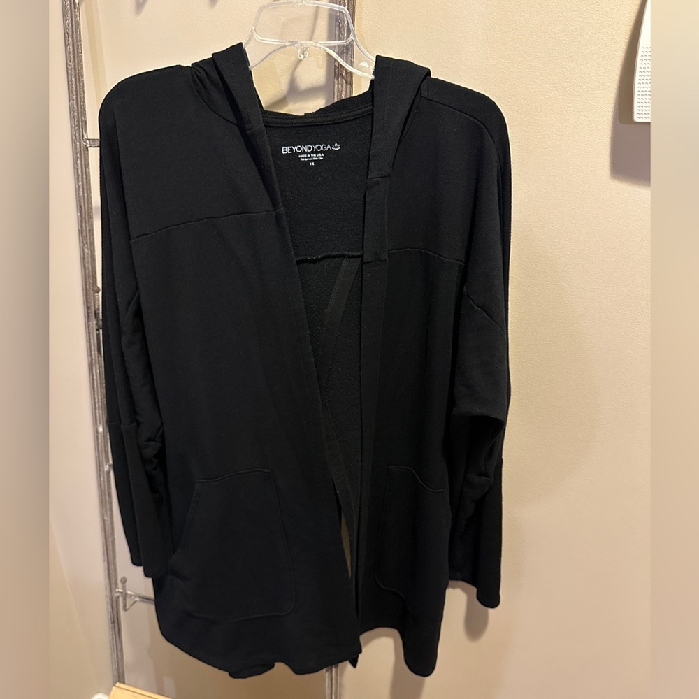 Beyond Yoga Love and Fleece Open Front Hooded Cardigan